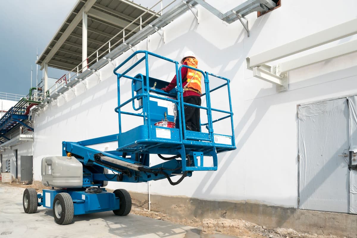 Manlift compacto en área de trabajo estrecha